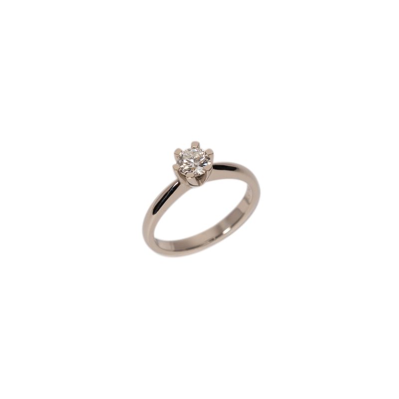 GIA sertifisert enstens diamantring - KS-1008 0.56CT - 18 KT HVITT GULL