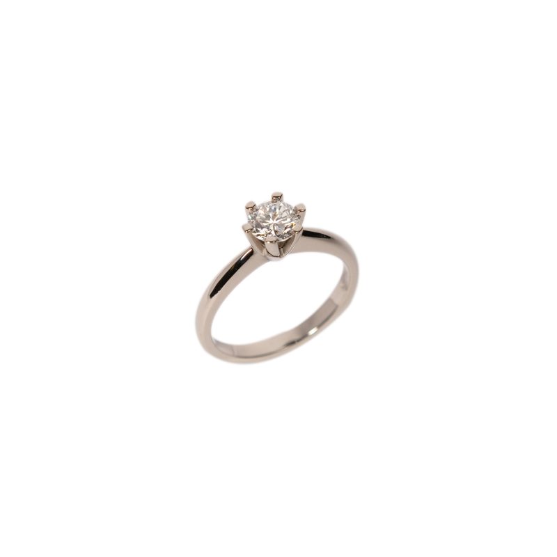 GIA sertifisert enstens diamantring - KS-1009 0.73CT - 18 KT HVITT GULL