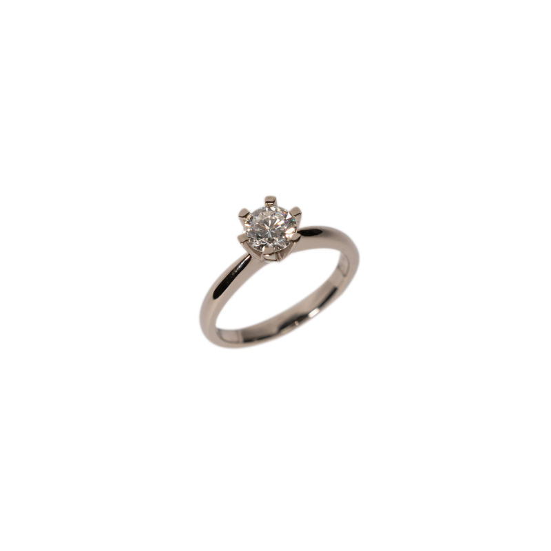 GIA sertifisert enstens diamantring - KS-1010 0.81CT - 18 KT HVITT GULL